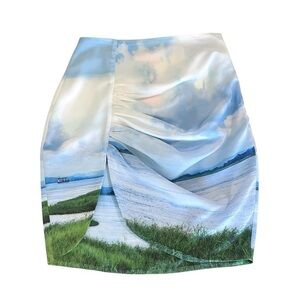 NWT Hanifa Pink Label Congo Mai Mini Skirt Blue Green XS